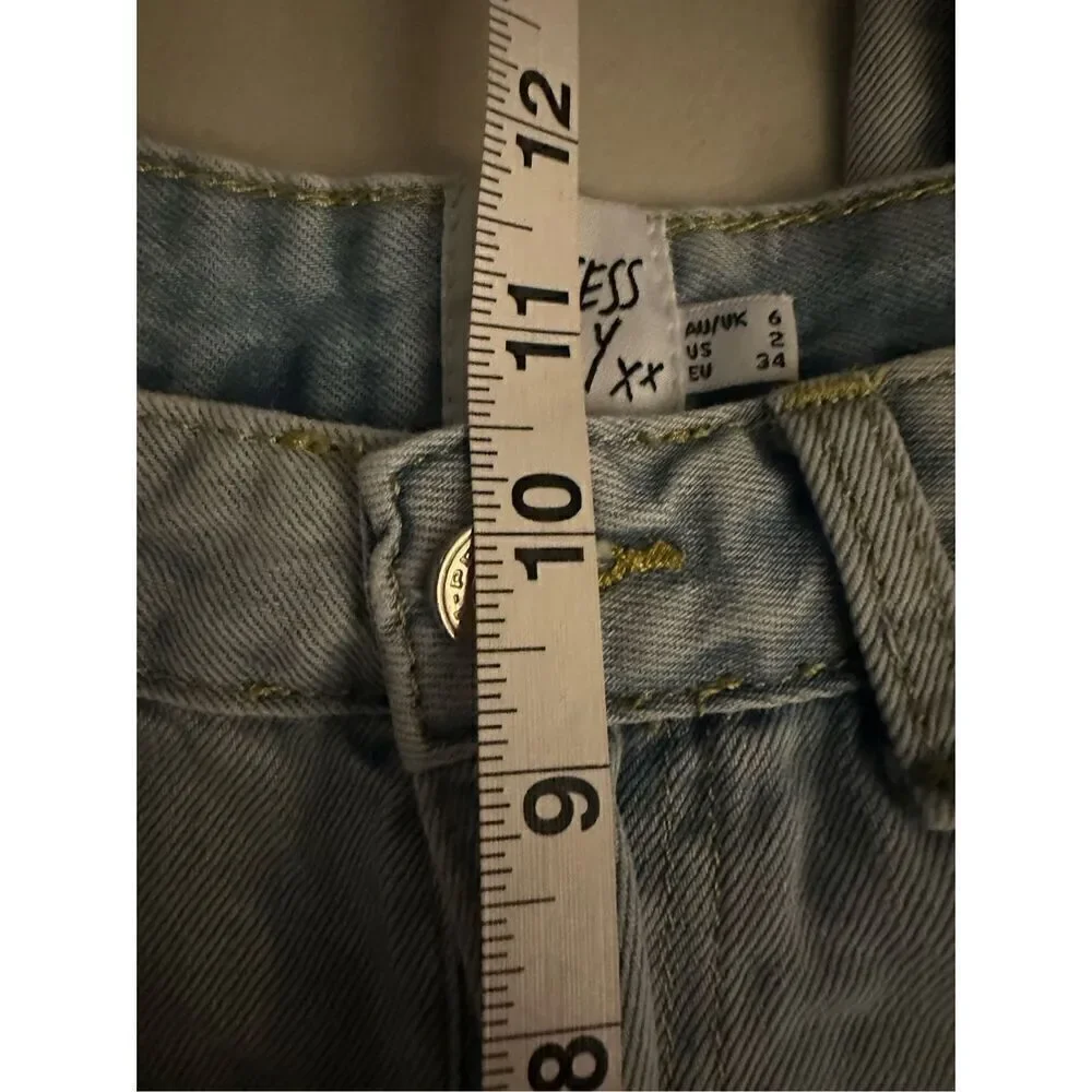 Princess Polly Raw Hem straight leg jeans 2 wide leg - Picture 5 of 8
